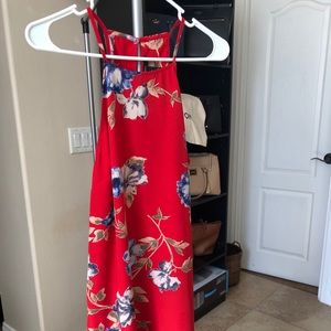 Red floral dress